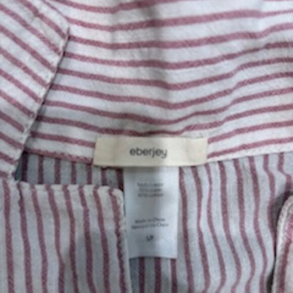 Eberjey Long PJ set in pink/white cotton size S - Picture 2 of 7